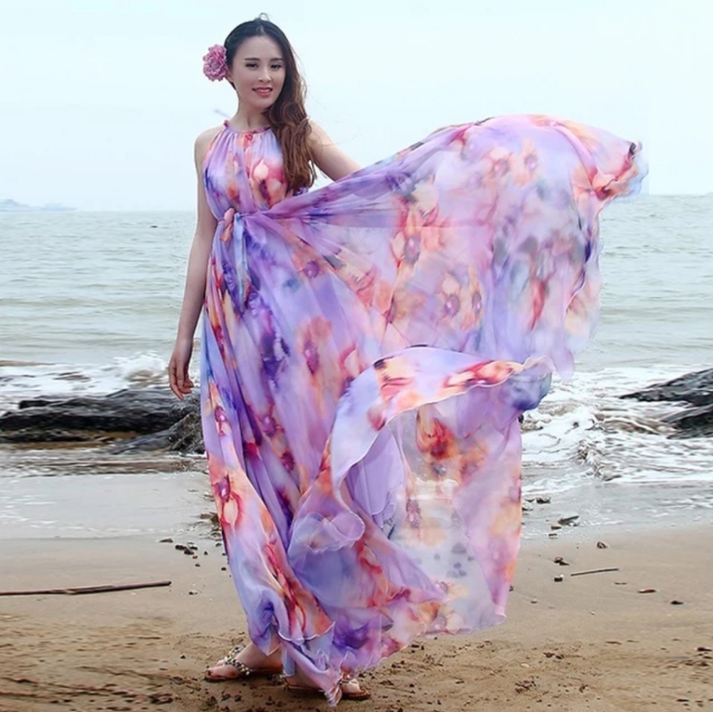 Chiffon Floral Printed Maxi Dress